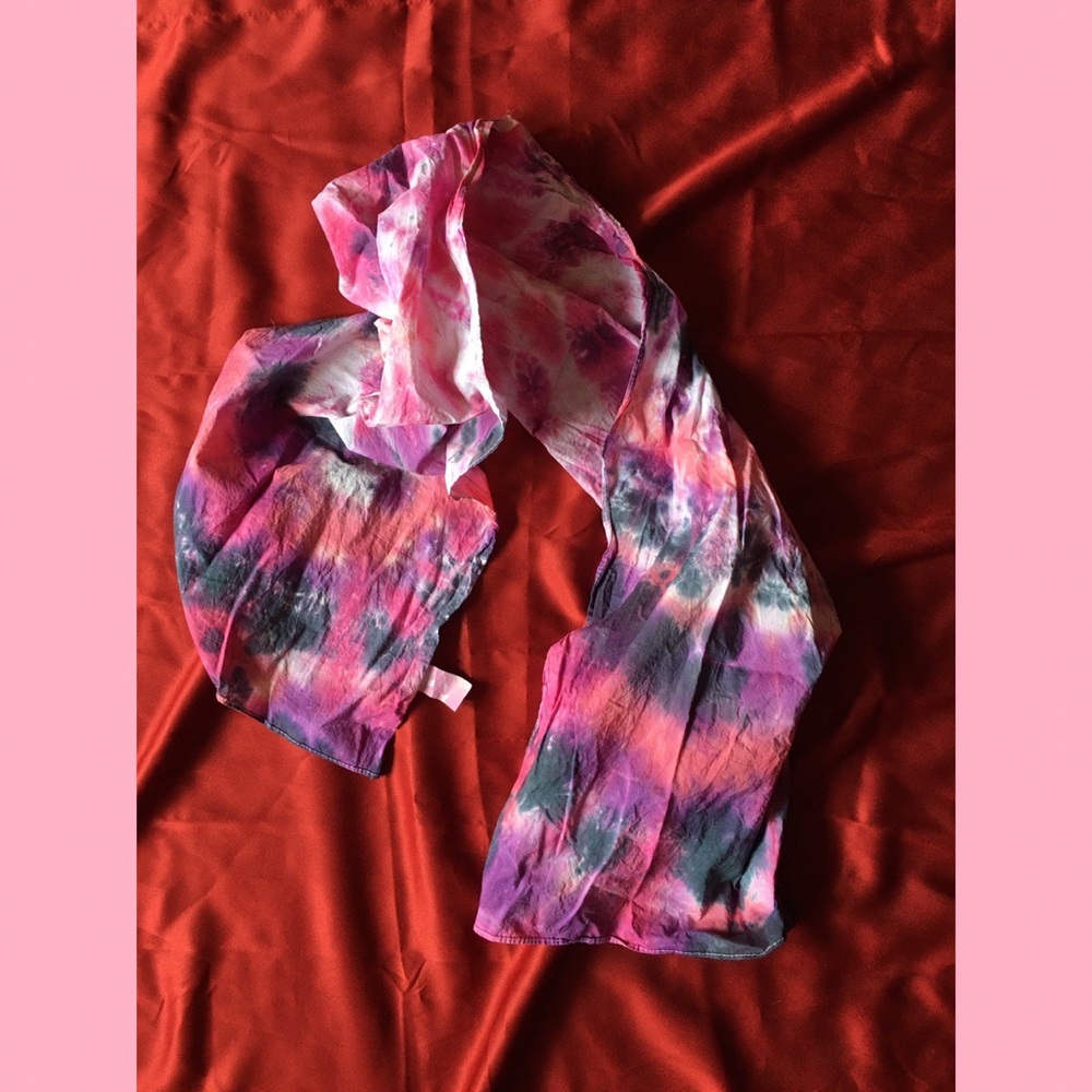 Pink and black tie dye scarf